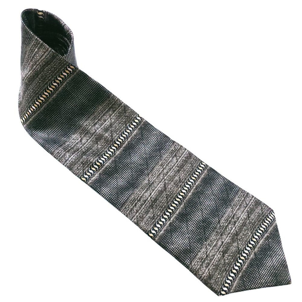 croft & barrow Men Necktie 100% Silk Brown Geometric 58x4 - NWOT - made in USA